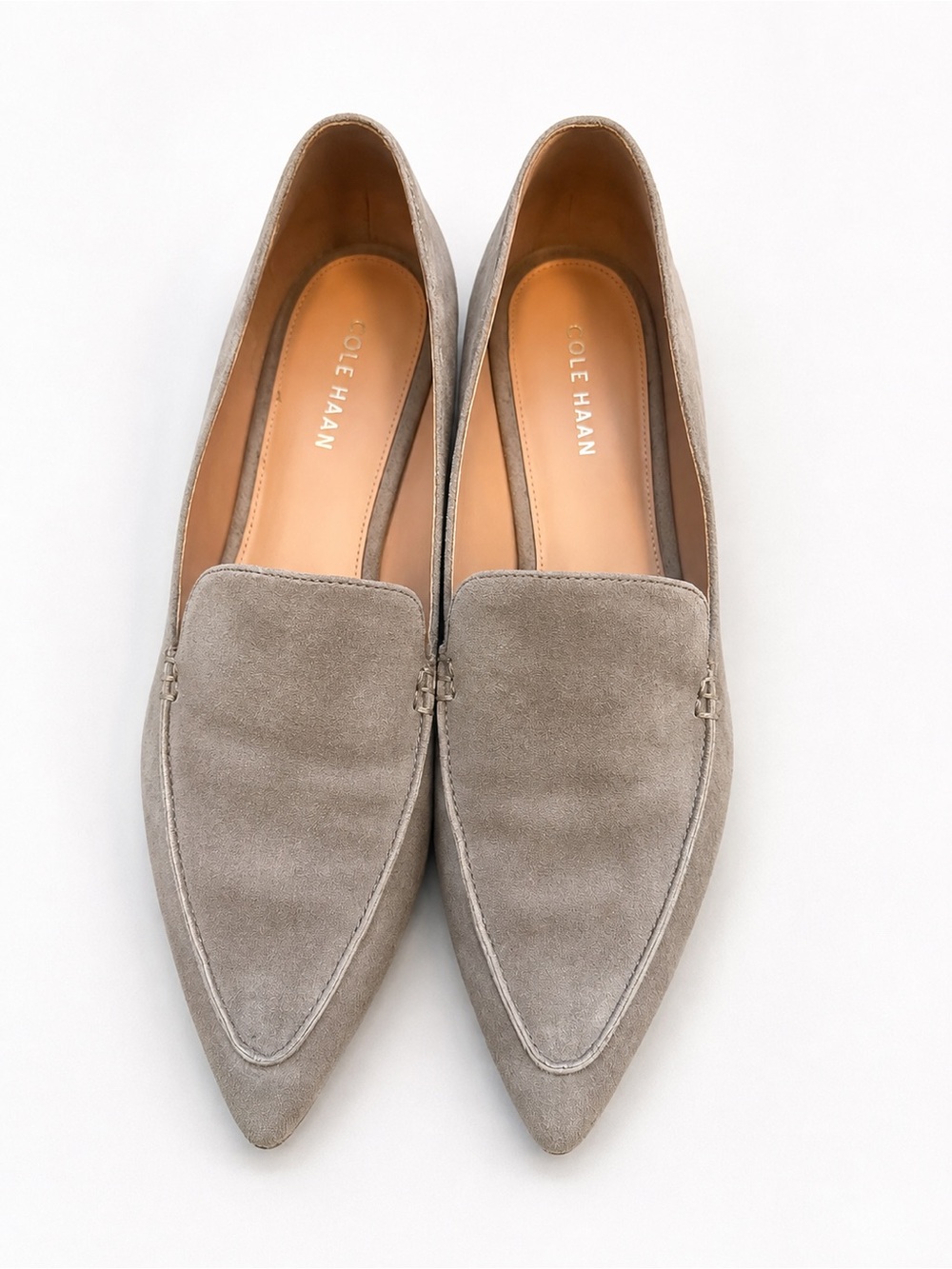 Cole Haan Taupe Valantina Pointed Toe Loafers